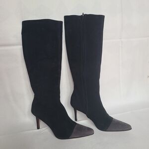 Dior Black and Gray Heeled Suede Leather Boots Size 35.5